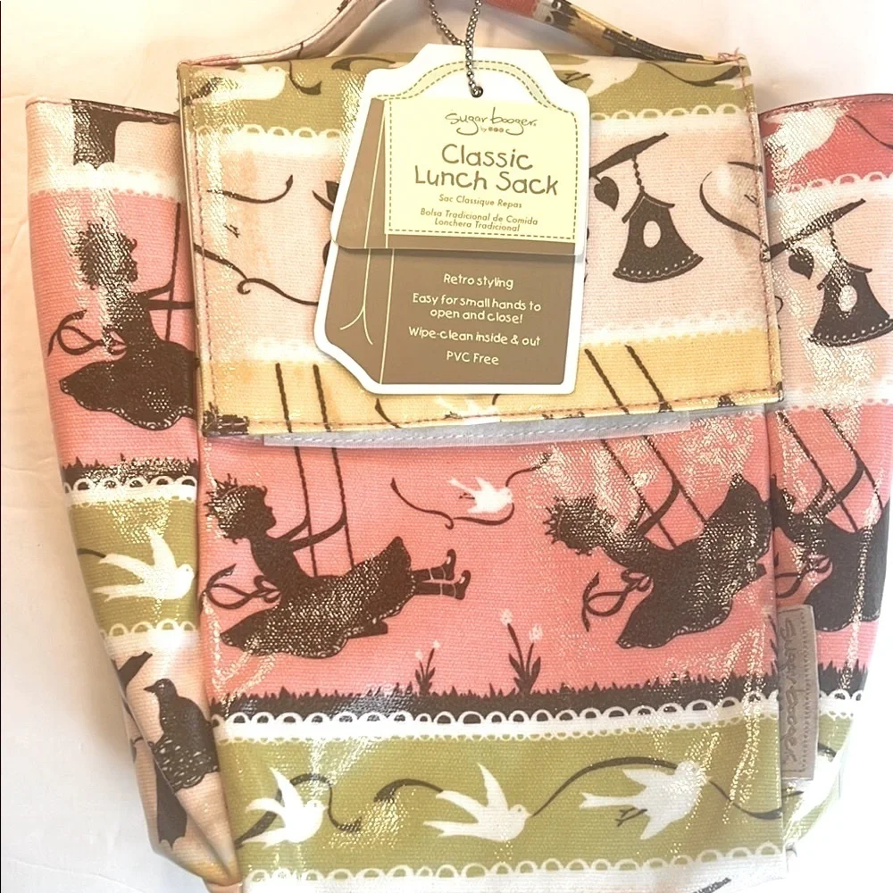 Sugar Booger Insulated Pink and Yellow Scenic Pattern Lunchbox Bag